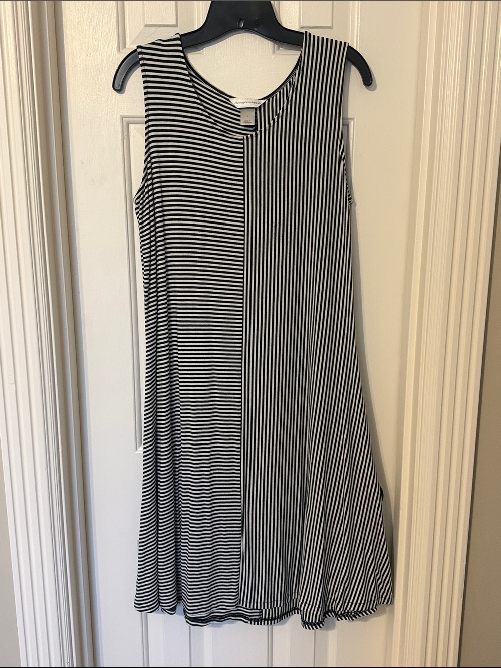 Christopher & Banks Black and White Striped Sleeveless Dress